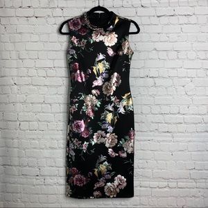 Enfocus Studio Body Con Black Floral Dress